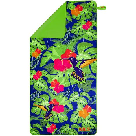 Filiyano-Serviette en microfibre - NILS - 160 x 80 cm - Motif floral - Verte - Ultra-absorbante - Séchage rapide (1/5)