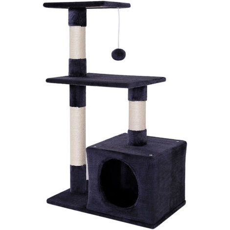lionto Kratzbaum Kletterbaum Katzenkratzbaum Katzenbaum Höhe 85 cm Dunkelgrau (1/5)