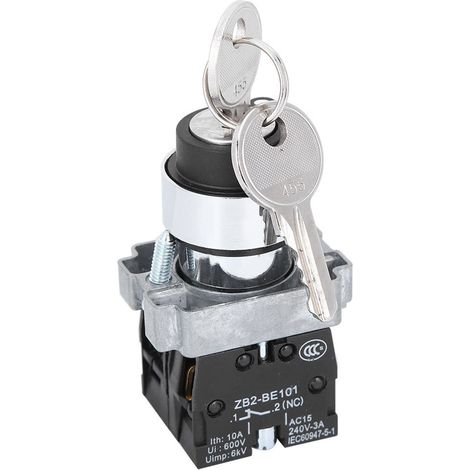 Commutateur à clé à 2 positions, verrouillage électrique à réarmement automatique, conversion, verrouillage par rotation + clé ZB2-BE101 ZB2-BE102C (1/5)