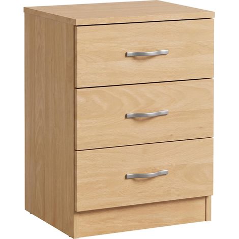 Table de Chevet en pin à 3 tiroirs avec poignées et glissières en métal (1/5)