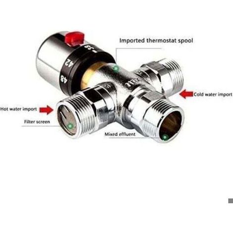 Vanne De Mélange Thermostatique - 3 Voies - Cuivre Massif - Pour Chauffe-Eau Solaire Et Chauffage Par Le Sol - 3/4 Pouce - 1 Pièce (1/4)