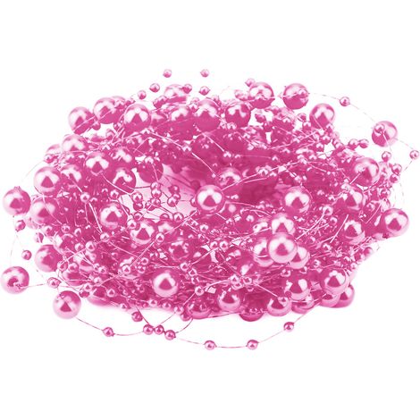 10M Fil de Pêche Perles Artificielles Chaîne DIY Décoration Mariage Fête (Rouge Rose) (1/5)