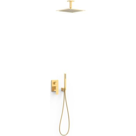 Kit mitigeur encastré 2 voies Rapid‑box pour douche Cuadro Or Mat 24K - TRES 00638003OM