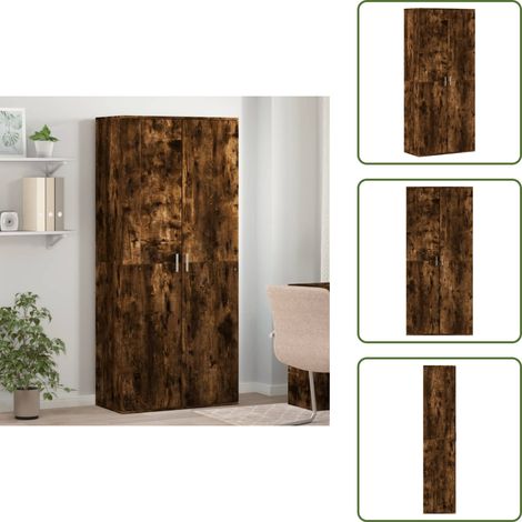 The Living Store Schuhschrank Räuchereiche 80x39x178 cm Holzwerkstoff - Schuhschrank - Schrank - Garderobe - Regal - Holzwerkstoffmöbel (1/5)