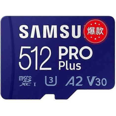 Carte mémoire microSDXC 512 Go - Carte TF haute vitesse classe 10, A2, V30 avec adaptateur pour smartphones, drones, caméras d'action et consoles de jeux ( )