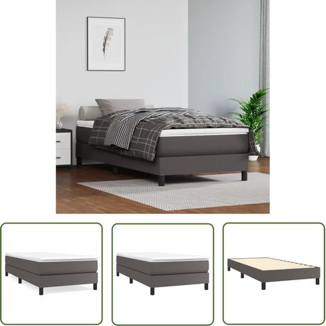 The Living Store Cadre de lit sans matelas gris 100x200 cm similicuir - Cadre De Lit - Lit Double - Similicuir - Lit Moderne - Literie (1/5)