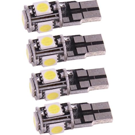 Lot de 4 ampoules LED W5W neuves pour phares (sourcils, paupières, feux antibrouillard) compatibles avec Mercedes-Benz W204 C300 C350 C63 AMG T10-5050 5-SMD 12V (1/4)