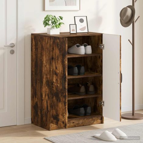 vidaXL Armario Zapatero UTRECHT 59,5 x 39,5 x 87 cm Roble Ahumado (1/5)