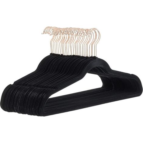 Black, pink, and gold flocked hanger with hook, 4521cm30cm, non-slip, wet and dry, plastic, for hanging clothes, household, seamless, clothes drying rack (1/4)