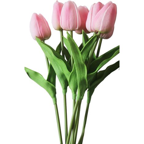 10 künstliche Miniatur-Tulpen als Blumenstrauß für die Heimdekoration (Dunkelblau-Grün)
