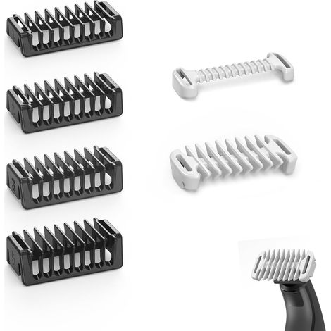 Guiding Comb for O Blade Clogs QP2724 QP2824 QP2520 QP2630 QP6551, Protective Intimate Skin 3 mm Body Comb with Clogs for Clippers 1/2/3/5 mm O Blade Accessories, 6 Pieces (1/5)