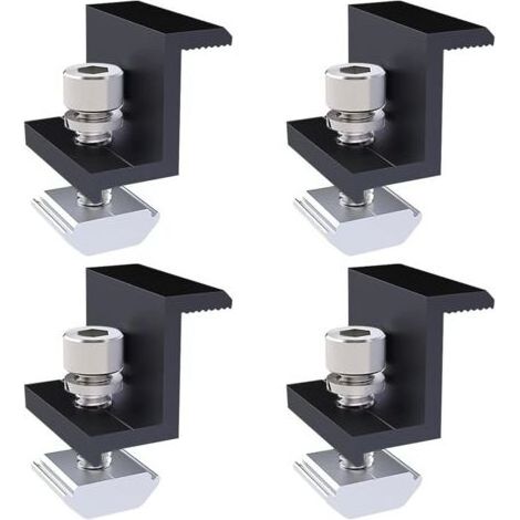 Lot de 4 Pinces d'extrémité pour panneau solaire, Alliage d'aluminium, Vis en Z, 30 mm, Toits et bateaux (1/5)