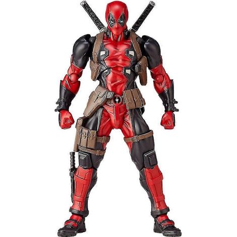 Figurine Deadpool, visage amovible et interchangeable, figurine de collection à exposer sur un bureau ou un salon.