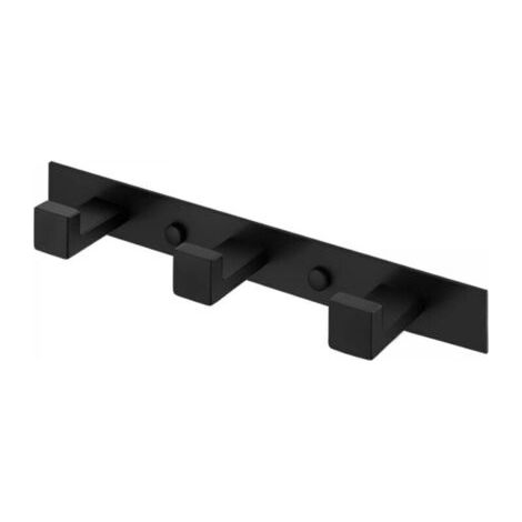 1pc Porte-manteau mural pour salle de bain avec 3 crochets, porte-manteau mural pour salle de bain, espace en aluminium noir mat (1/3)