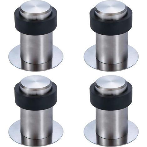 Butoir de Porte Adhésif au Sol 6 cm en Acier Inox Arrêt de Porte Butée Porte (Lot de 4)-6cm (1/4)