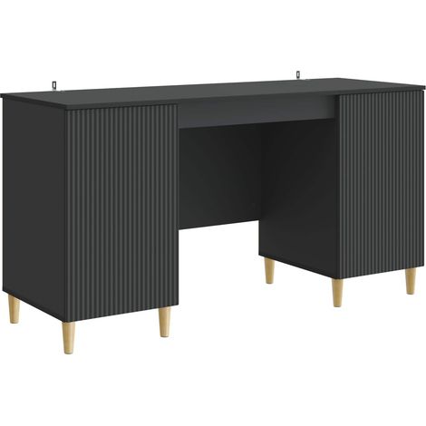 Desk with Shelf Black 142.5 x 50 x 75 cm Engineered Wood vidaXL