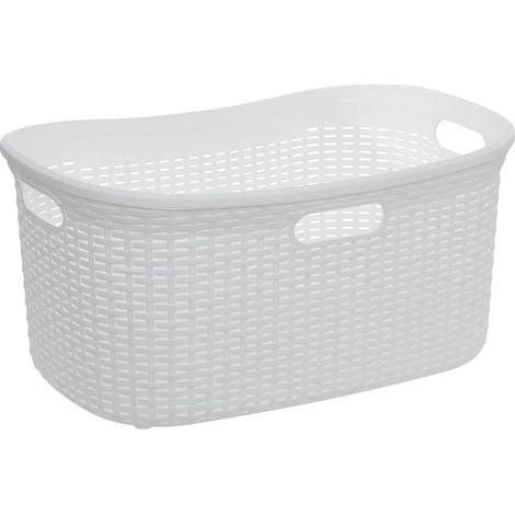 Cesto de ropa de ratán rectangular, 40 litros, blanco - 5five (1/2)