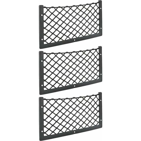- Lot de 3 filets de rangement pour voiture - 36 x 18 cm - Haute élasticité, filet de rangement pour bagages, magazines - T4 T5 T6 - Pour van, caravane, camping-car, camion (1/4)