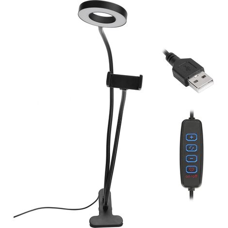 2 en 1 Lampe Anneau LED Selfie avec Support Téléphone, Lampe de Bureau Réglable pour Live Stream (1/5)