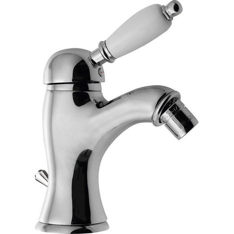 Sapho Kirké - Mitigeur de bidet avec garniture de vidage, levier blanc, chrome KI03BC (1/2)