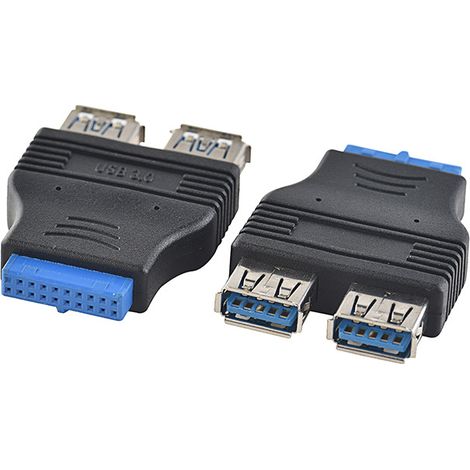 USB-Adapter (1 auf 2 USB 3.0-Anschlüsse auf 2 USB-A-Buchsen) 20-polig auf zwei Buchsen für Motherboard (Selbstmontage erforderlich) (1/5)