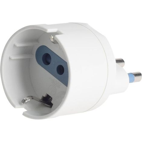 Adattatore Spina Elettrica 2P+T 16A con 1 Presa Ita 10A / Schuko 16A 2P+T 250V Max 1500W Bianco (1/3)