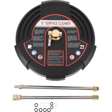 Nettoyeur de surface pour nettoyeur haute pression de 13 pouces, 2500 PSI, connexion électrique en acier inoxydable avec interface 1/4, 2 lances d'extension. (1/5)