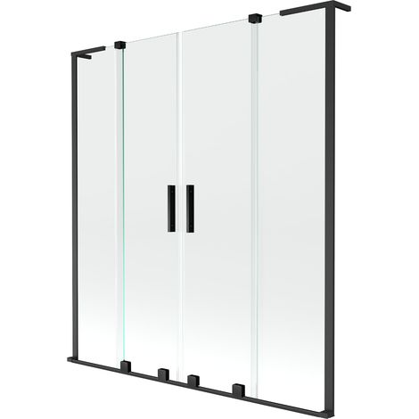 Mexen Velar L Duo mampara de bañera corredera de 2 hojas 160 x 150 cm, transparente, negro - 896-160-003-02-70 (1/2)