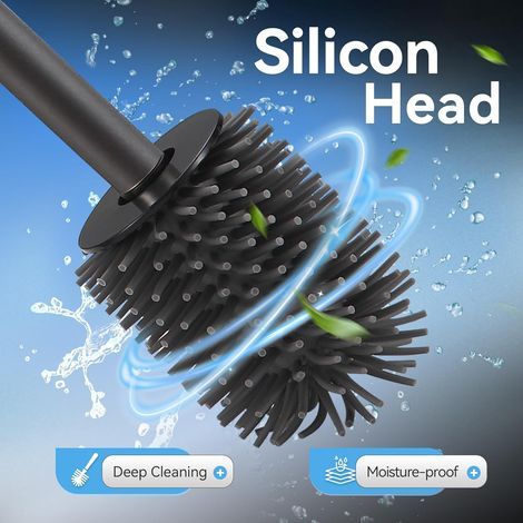 Lot de 5 têtes de brosse WC en silicone pour brosses WC - Hygiéniques, à séchage rapide, flexibles - Taille standard 6,8 x 9 cm (1/2)