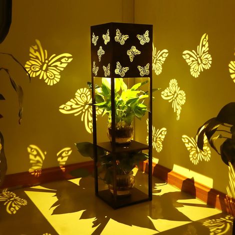 Outdoor solar lantern, 32 inch tall vintage metal solar lantern, butterfly lights, IP65 waterproof lights, decorative garden lights, garden path lights (1/5)
