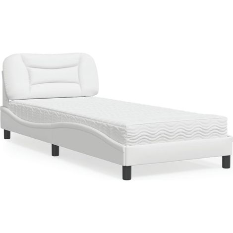 Cama con colchón Hvar cuero sintético blanco 80x200 cm vidaXL (1/5)