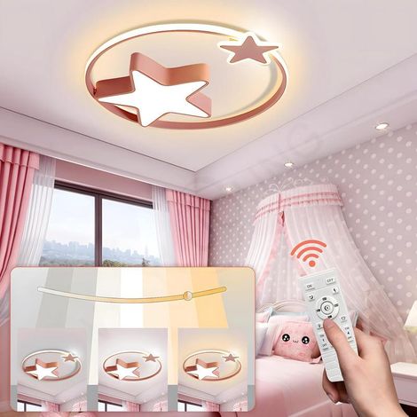 55cm Pink Starry Sky LED Ceiling Light for Children, Dimmable with Remote Control, Ceiling Light for Boys and Girls' Bedroom (1/5)