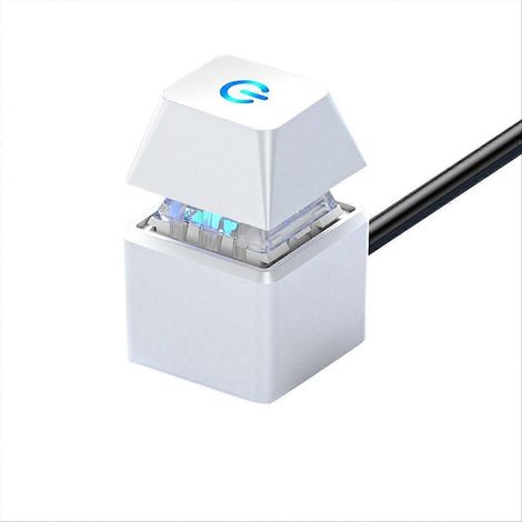 Interrupteur d'ordinateur pour carte mère PC, bouton carré marche/arrêt avec voyant LED externe et câble d'extension de 2 m (1/2)