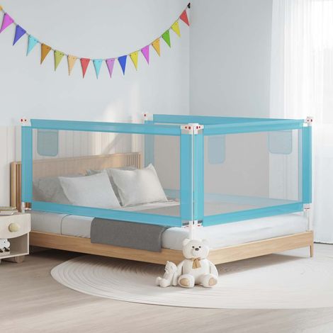 Barrière de lit pour enfant, bleue, 190 x 25 cm, en tissu