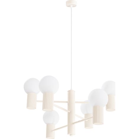 Lampadario HALO beige con sfere bianche 6xG9 Sollux (1/5)
