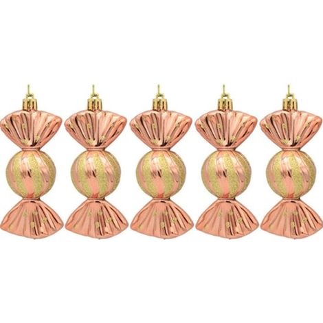 Ciondolo decorativo - Ornamenti in vetro da appendere - 5 pezzi per scatola con confezione regalo decorativa - Accessori C&y placcati oro - Dolcetti colorati - Ideale come regalo di Natale (1/3)