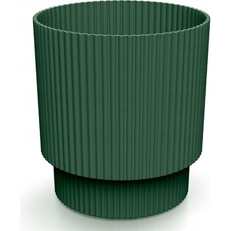 Pot de fleurs en plastique vert rayé sur tige, 13,8 x 12,8 cm, couvercle Milly Round