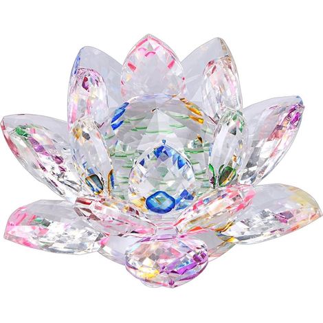 Sparkle Crystal Lotus Flower Hue Reflection Feng Shui Home Decor avec bote-cadeau (7,6 cm/80 mm) (1/5)