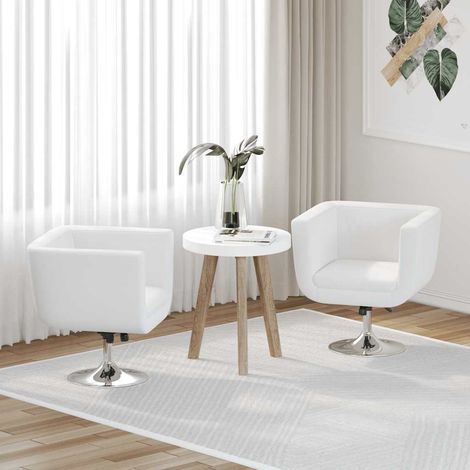 Tabourets de bar, lot de 2, en similicuir blanc