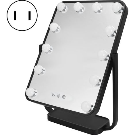 Miroir Maquillage LED Tactule Rotatif 360° Dimmable Lumière Réglable Verre Acier 47x33cm Idéal Salle de Bain (1/4)