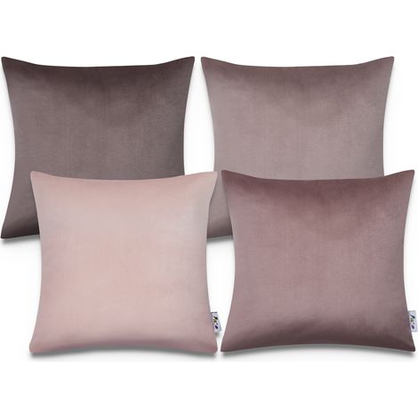 Paco Home Juego 4 Fundas Terciopelo Cojines Decoración Salón Funda Sofá 4pcs-Set, Rosa (de)