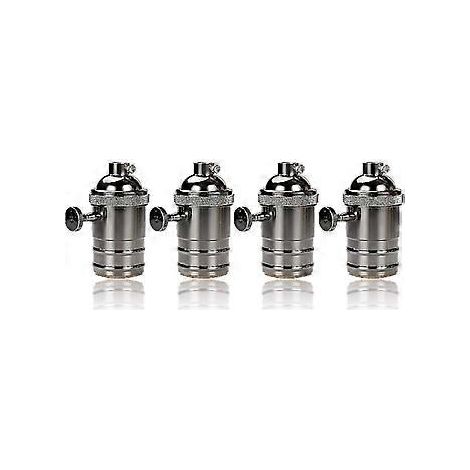 4er-Pack Edison Vintage E27 Lampenadapter mit Schalter, kabelloser Retro-Vintage-Kronleuchter in Schwarz. (1/4)