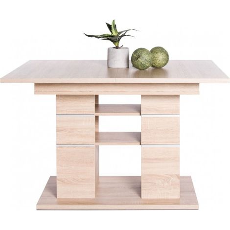 Abitare – Table extensible 120-159 x 80 cm chêne clair – Mécanisme d'extension coulissant – Pour repas familiaux et dîners entre amis (1/5)