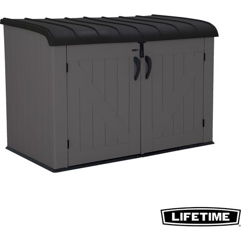Lifetime – Abri de jardin horizontal en résine 2.1 m3 – Panneaux en PEHD renforcés – Couvercle à vérins – Sol antidérapant – 60464E