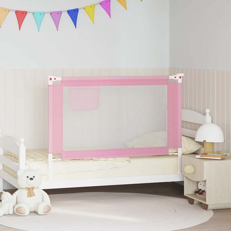 Barrière de lit pour enfant, rose, 120 x 25 cm, en tissu