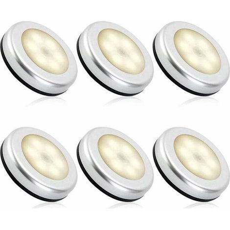 Veilleuse detecteur de mouvement intérieur,lampe led detecteur de mouvement pile pour escaliers, Eclairage LED Placard Armoire Couloir chambre enfant Auto ON / OFF 3M Adhésif (6pcs,blanche chaude) (1/4)