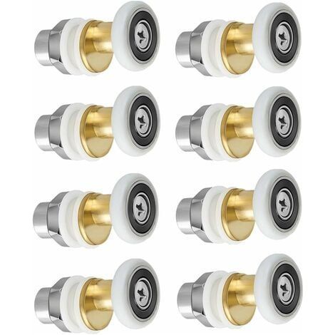 Roulettes de porte de douche, roulettes de porte coulissante, poulies de porte de douche, roues de remplacement pour roulettes de 27 mm de diamètre, 8 pièces (1/4)