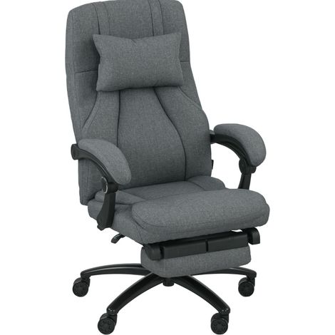 Sedia da ufficio massaggiante ergonomica in poliestere grigio scuro con poggiapiedi (1/3)