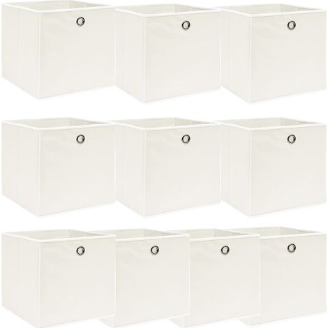 Boîtes de rangement 10 pcs Blanc 32x32x32 cm Tissu
