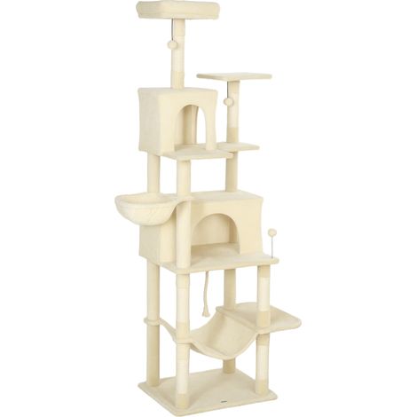 Plateforme arbre à chat avec tour, grotte, lit, poteaux sisal 60x48x202 cm Beige (1/5)